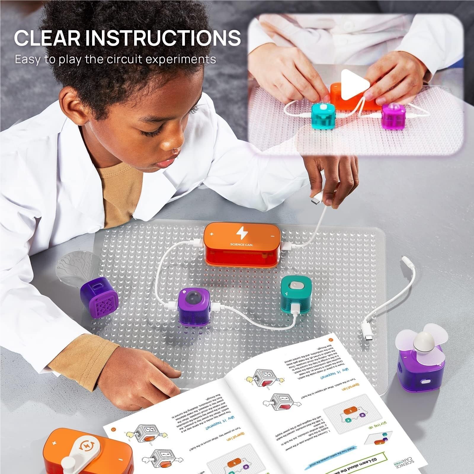 Esperimenti Elettricità Kit Elettronico for Principianti con Circuito Science Can Circuits con 80 Esperimenti Giocattolo Esperimento di Apprendimento