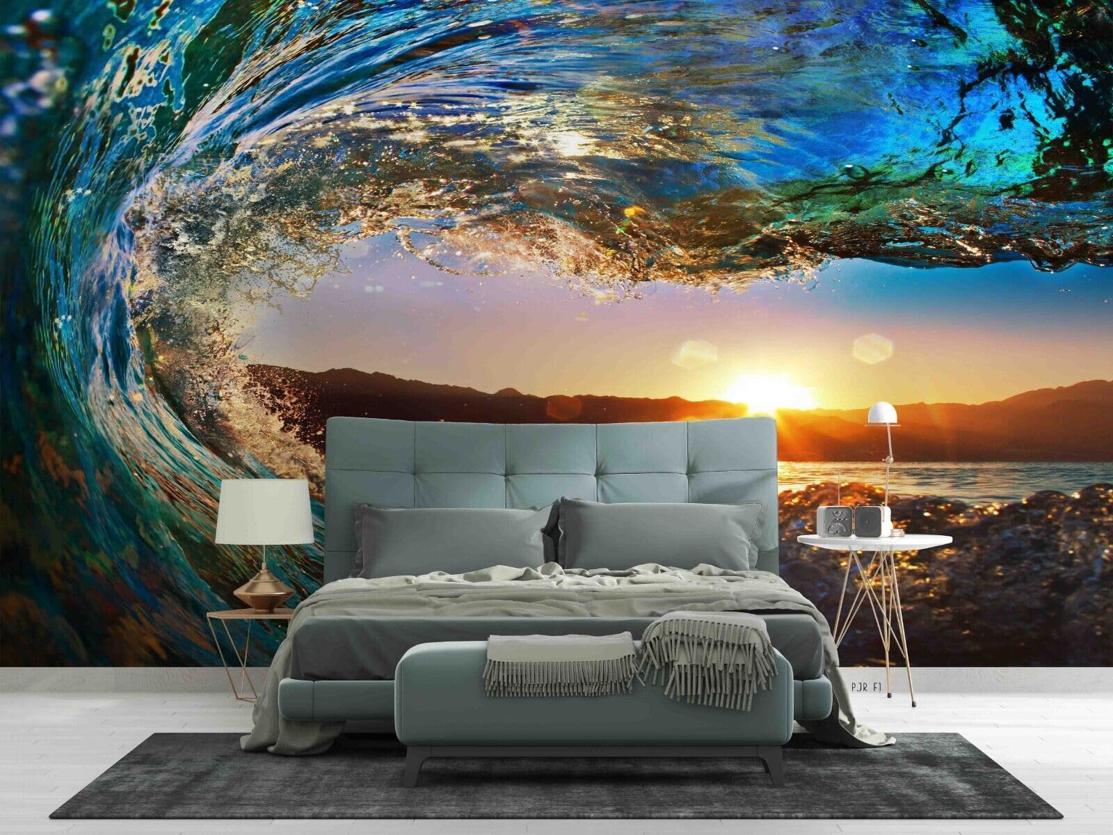 Papier peint mural 3D pour masquer un mur vide avec un paysage de mer 308x220