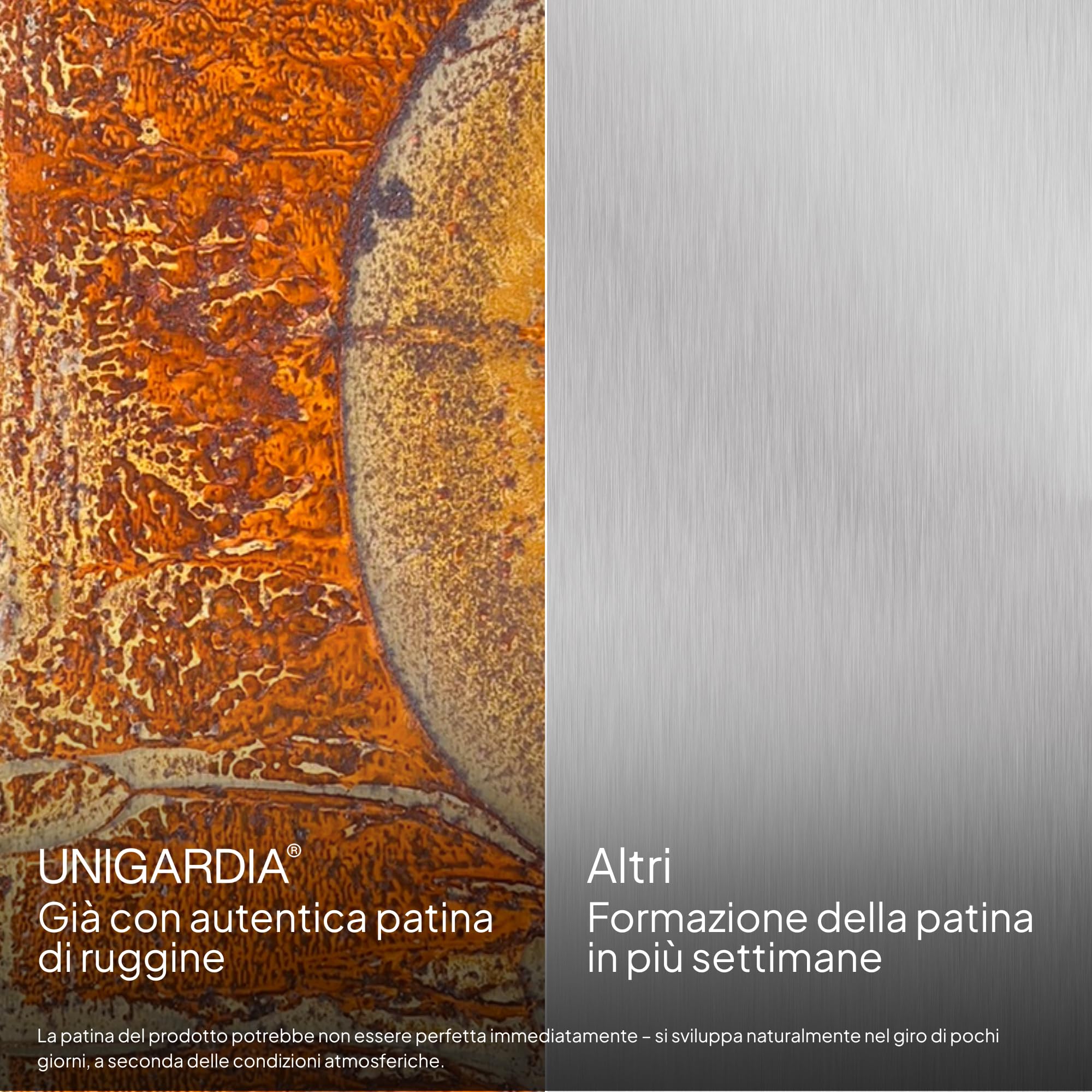 UNIGARDIA Bordura per Giardino in Acciaio Corten 6 m - Bordura per Aiuola in Metallo, Altezza 15 cm - Installazione Facile - Bordo per Prato in Ruggine, 1 Paio di Guanti Incluso