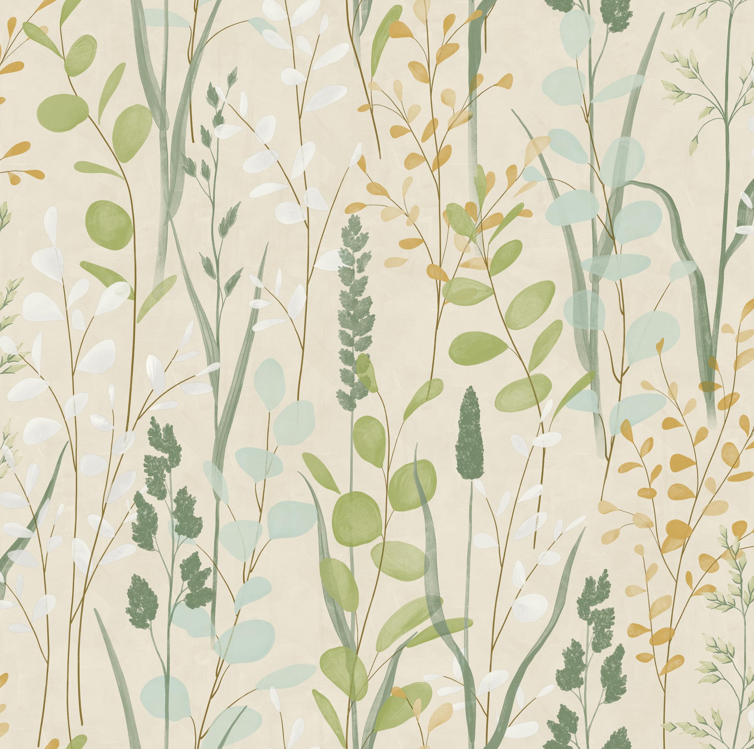 Grandeco Green Beige Galia Watercolour Wild Flower Medow Textured Wallpaper, Size 2.7116858226