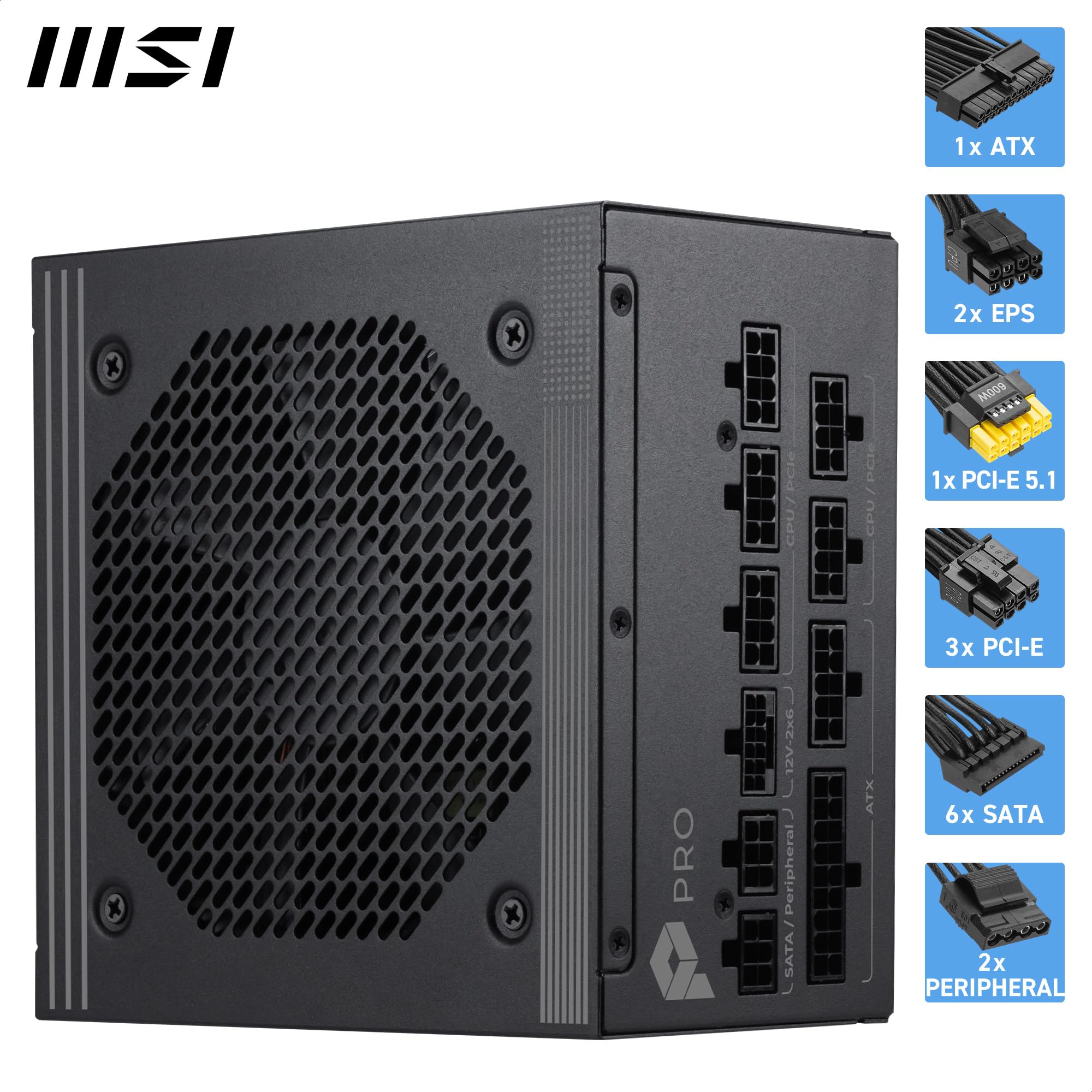 Amazon.com: MSI PRO A850PL PCIE5, Fully Modular Gaming 850W Power