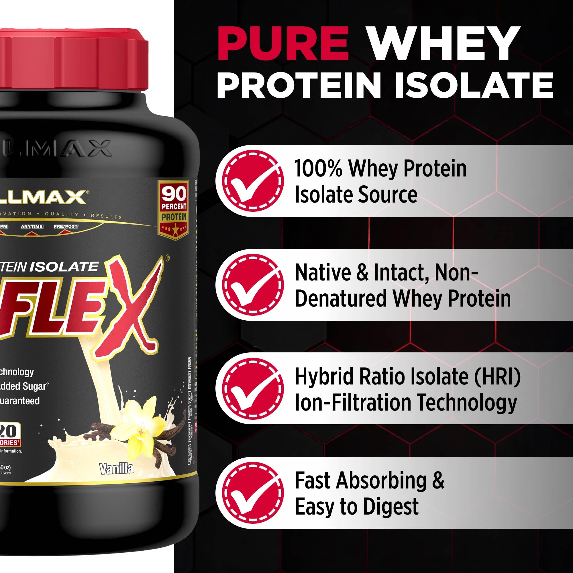 ALLMAX ISOFLEX Whey Protein Isolate, Vanilla, 5 lb — Amazon image 2