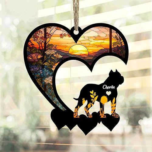 NAZENTI Presa Canario Suncatcher, conmemorativo personalizado de Presa Canario con nombre, atrapasoles de pérdida de Presa Canario, regalo de