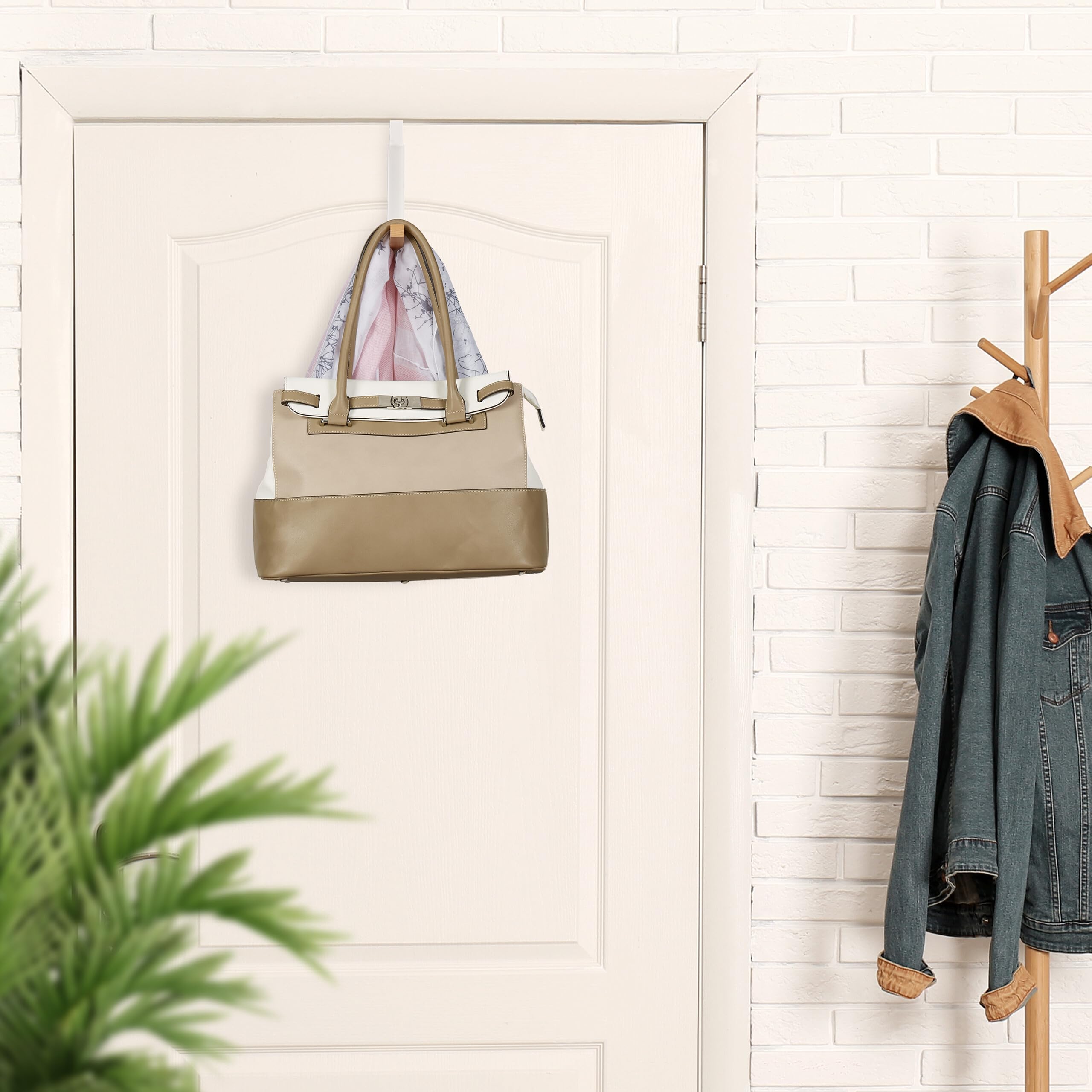 Relaxdays Set 2 Ganci Porta Appendiabiti Pieghevoli - Bianco Con Finitura Legno - Foto 6