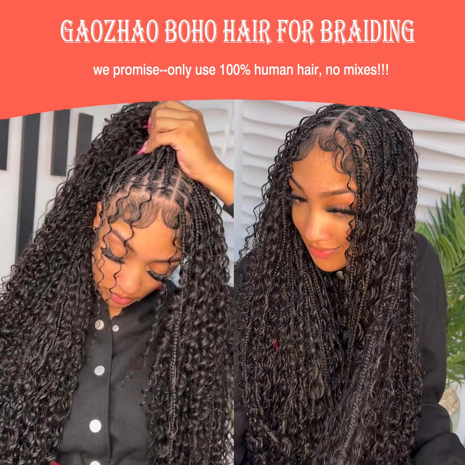 26 Inch 150g Human Braiding Hair for Boho Braids Deep Wave Bulk 100% Unprocessed Brazilian Virgin Human Hair for Braiding Bohemian No Weft 3 Bundles Natural Color