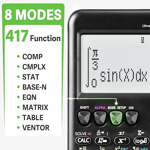 Miniatura 5 de Calculadoras científicas, calculadora de pantalla ultra grande 991ES con función 417, suministros escolares de exhibición de 4 líneas para