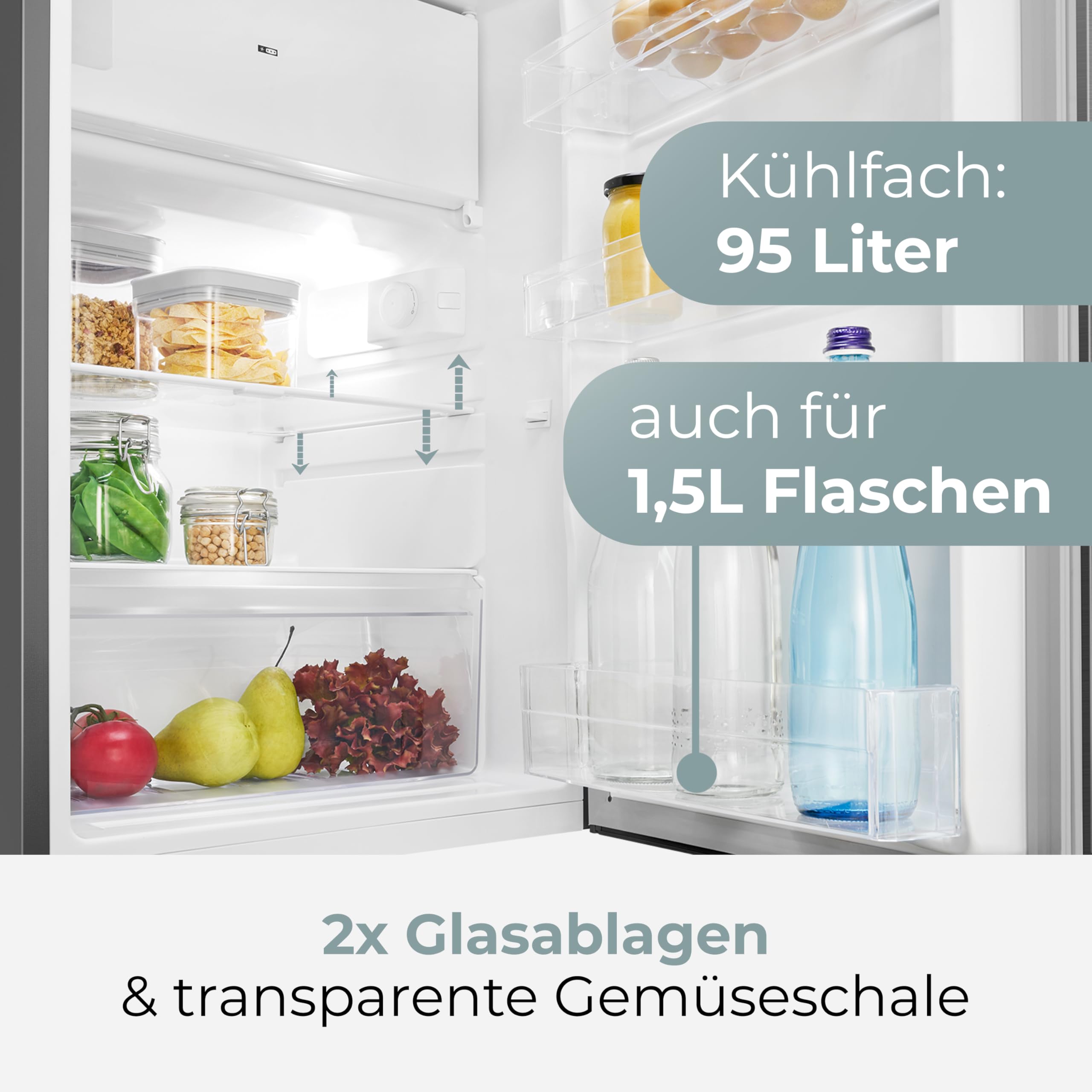 Clatronic Kühlschrank mit Gefrierfach 109L 85cm Energieklasse C leise 37dB KS 101 inox