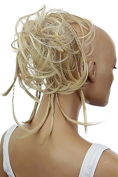 Light Blonde Mix #15H613A G22D: Prettyshop Hairpiece Hair Rubber Scrunchie Scrunchy Updos Voluminous Wavy Messy Bun Light Blonde Mix #15H613A G22D
