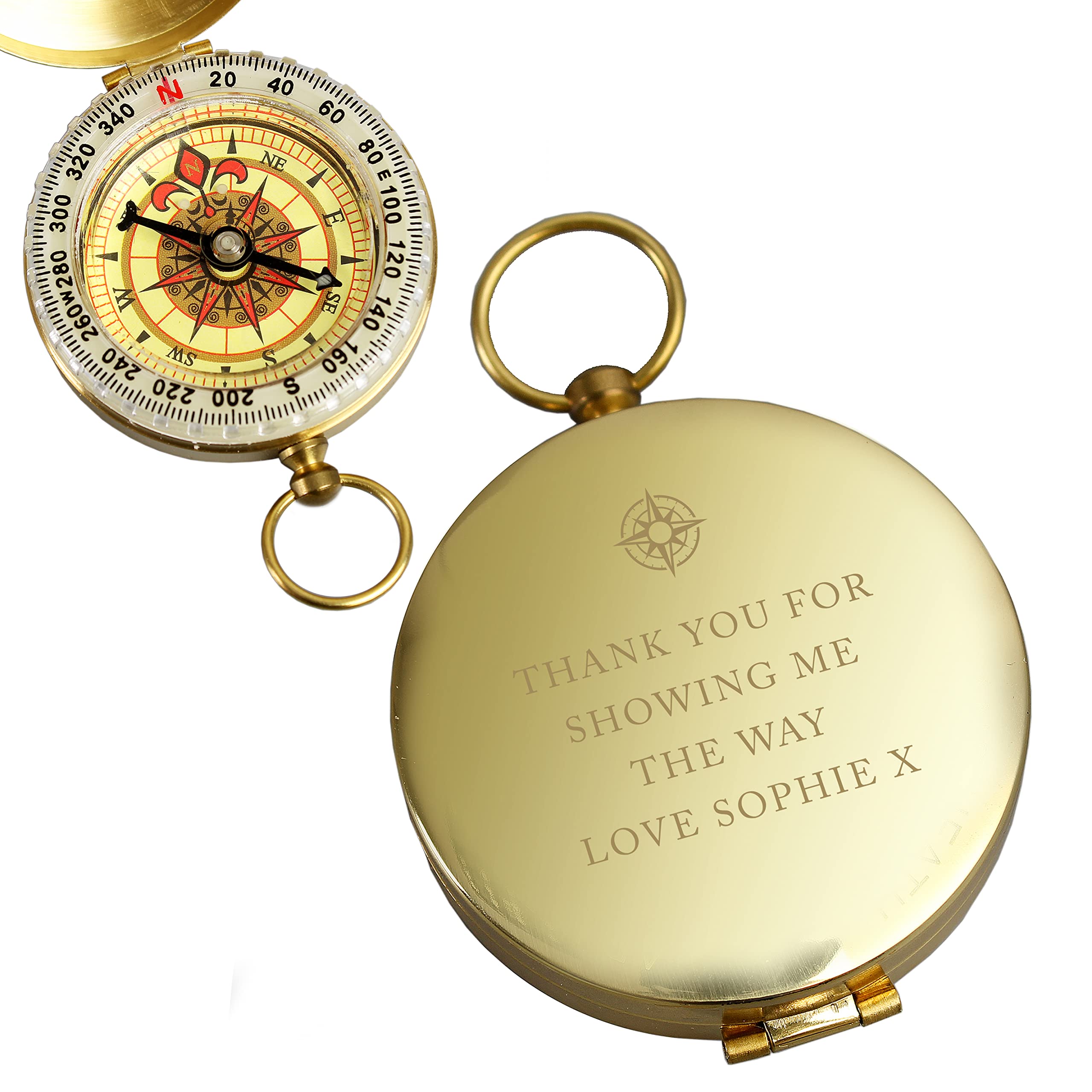 ENGRAVED Personalised Keepsake Coordinate Compass Personalised Message Gift