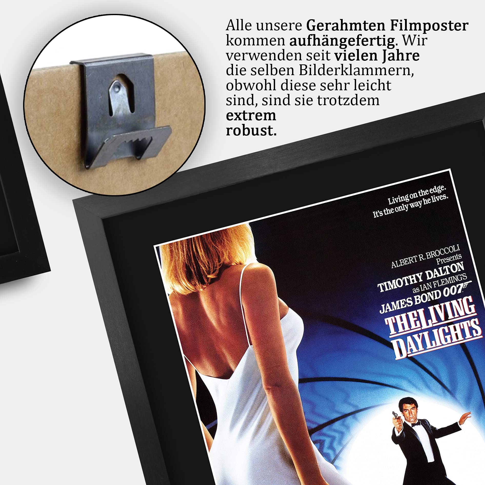 HWC Trading James Bond A3 FR - The Living Daylights Movie Poster Timothy Dalton Signed Geschenk GESTALTET A3 Printed Autogramm Film Geschenke drucken Fotobildanzeige