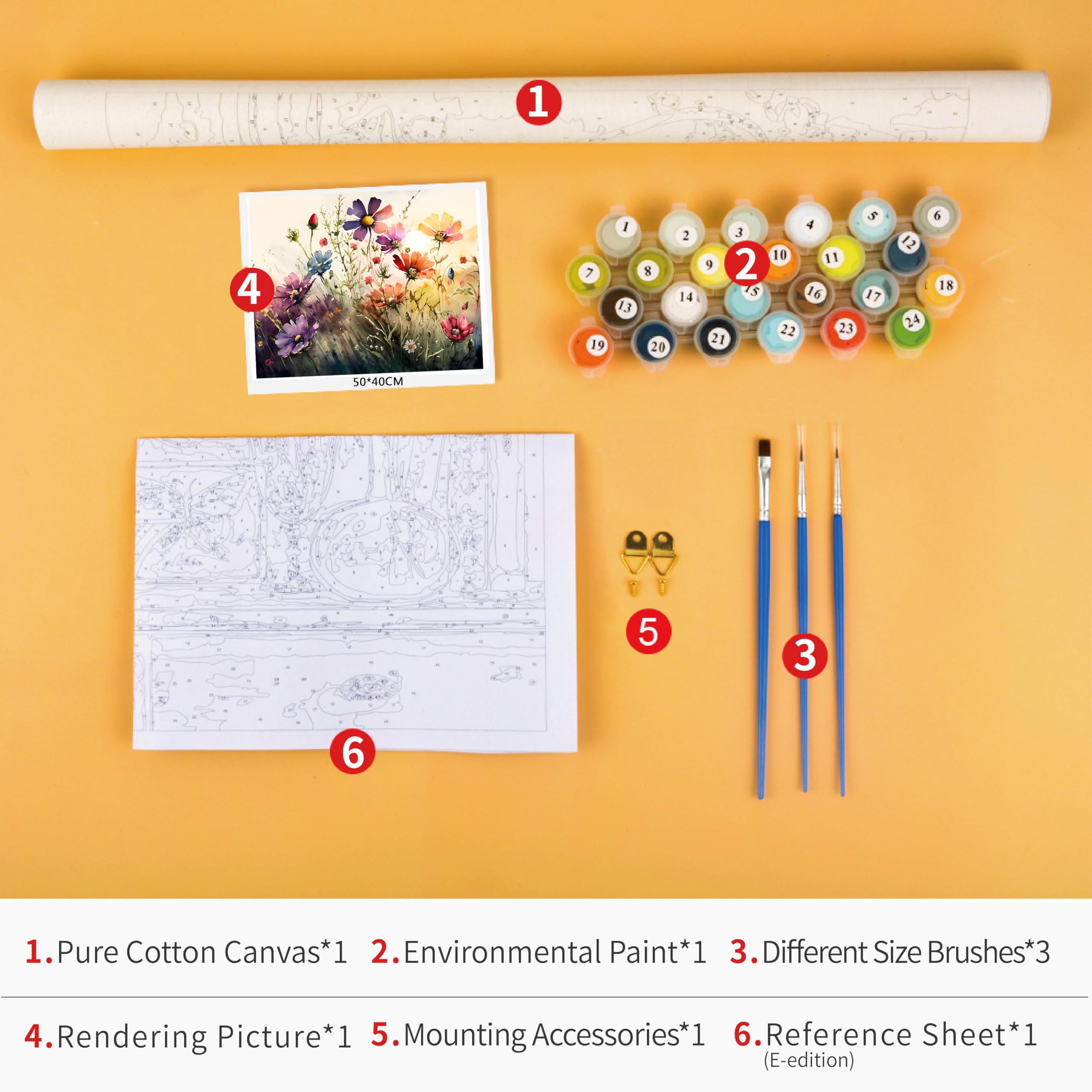 TISHIRON Pintura De Flores Por Números Para Adultos Principiantes Kits