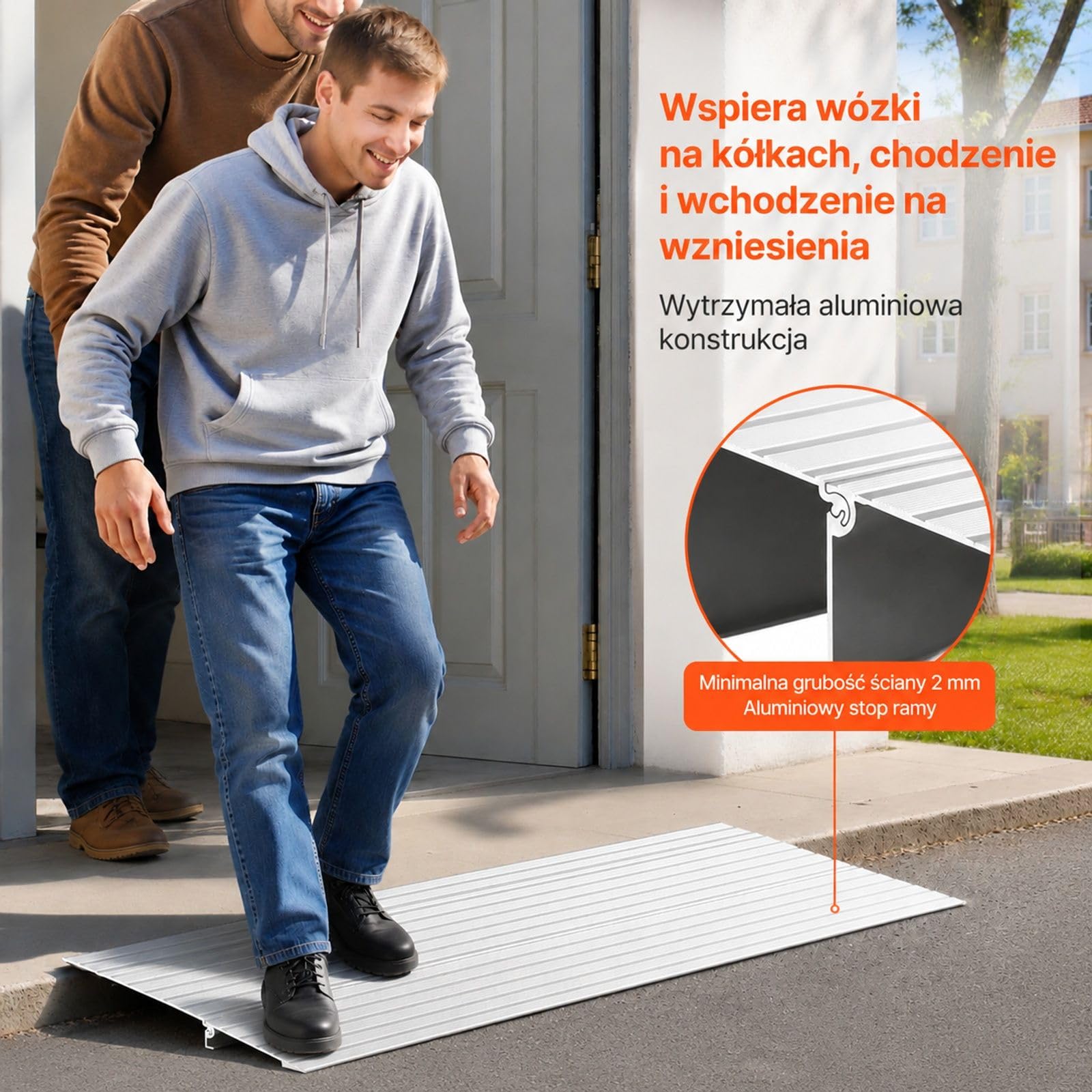 Rampa progowa ze stopu aluminium do wejścia domowego, stopni, ów, rowerów i trójkołowców