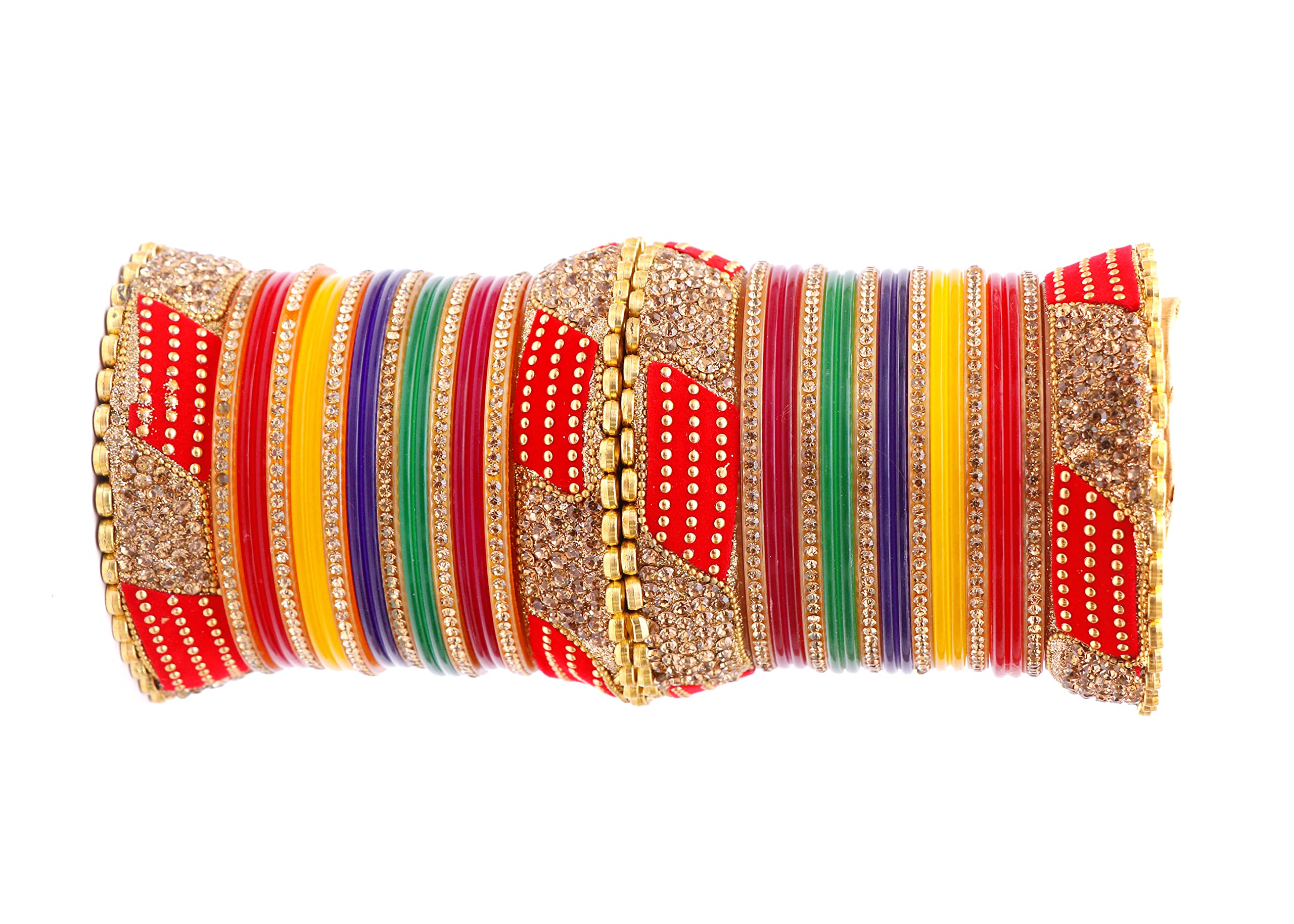 Shivarth Studded Bridal Dulhan Rajasthani Rajwadi/Punjabi Chuda Set for Girls/Women Traditional Bangles Set for Any Special Occassion (Multicolour 1, 2.6) (B09XBB4T84) Amazon Price History, Amazon Price Tracker
