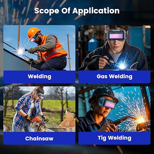 Miniatura 8 de Gafas de soldadura de oscurecimiento automático con lentes interiores transparentes, casco de soldadura, gafas de soldador solar, lentes abatibles,