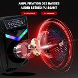Pyle Enceinte Sono Bluetooth Portable – 1200W, Batterie, Noir Subwoofer et Tweeter LED Éclairage Micro Filaire SD,USB,AUX Radio FM Enregistrement et Roues - 2