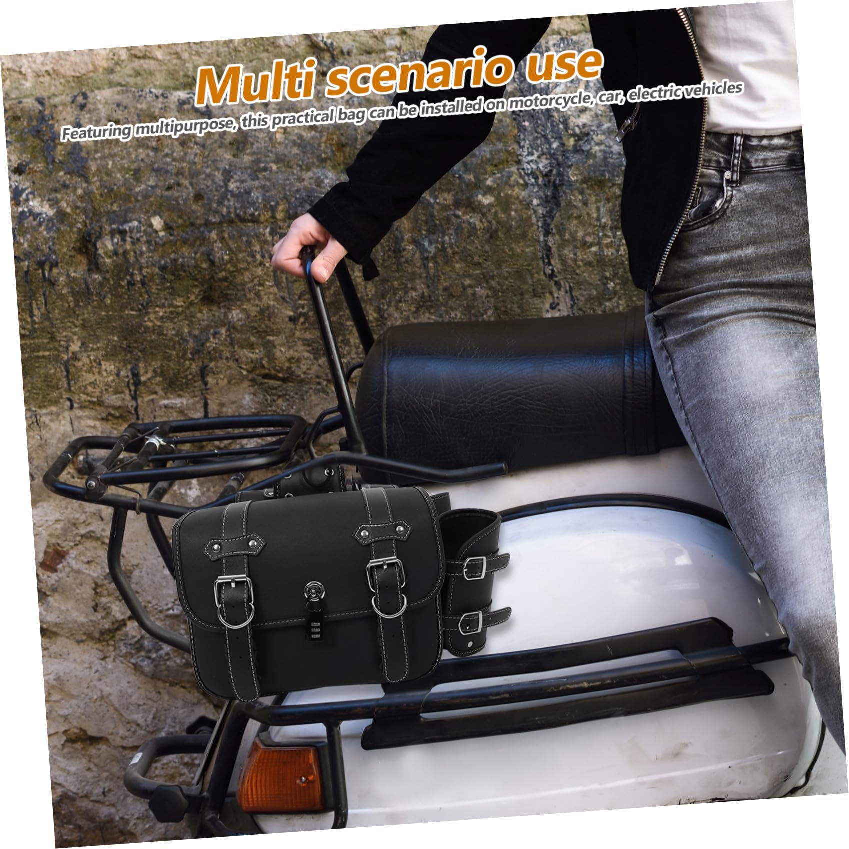 VALICLUD Wodoodporna Torba Boczna Do Motocykla z Skóry i Wytrzymała Sakwa Boczna z Zamkiem Uniwersalna Torba Narzędziowa Do Motocykli Elektrycznych i Tradycyjnych Łatwa Montażu i