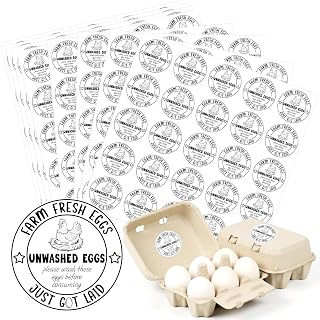 500PCS Farm Fresh Egg Carton Labels, 2 Inch Round Egg Carton Stickers, PET Self Adhesive Writable Farm Fresh Eggs Packaging Stickers for Chicken Quail Farmhouse Family(Style02)