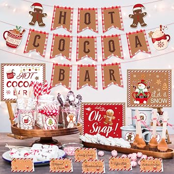 Hot Cocoa Kit Bar - 42 Pcs Christmas Hot Cocoa Banner Decorations