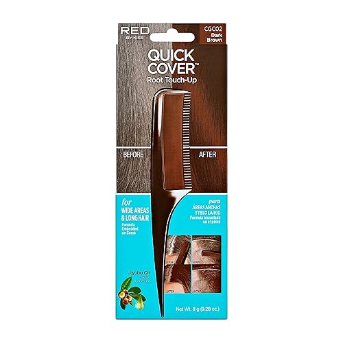 RED by Kiss - Cepillo de cobertura rápida para retoque de raíces, resistente al agua, para cabello y barba (marrón)