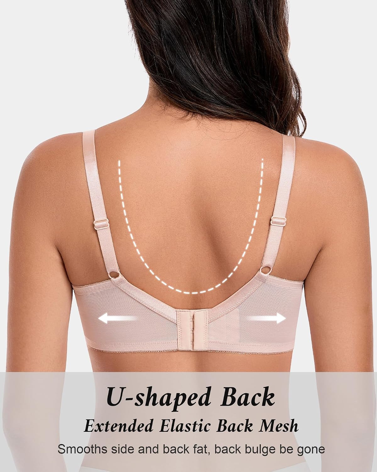 Lemorosy Full Coverage Unlined Lace Bra Mesh Sheer Plus Size Underwire Everyday Bras for Women