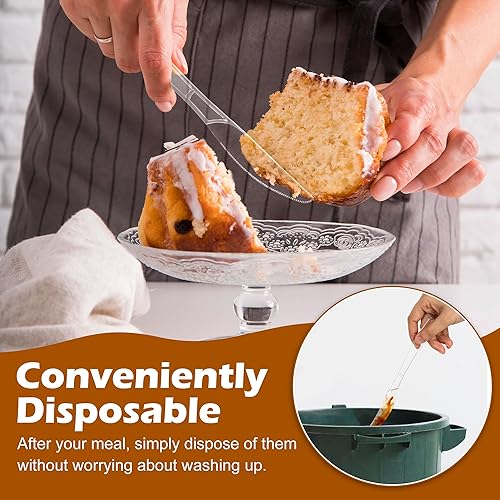 Miniatura 4 de 100 cuchillos de plástico transparente resistentes, desechables, sin BPA, resistentes al calor, duraderos y sólidos cuchillos de plástico de alta