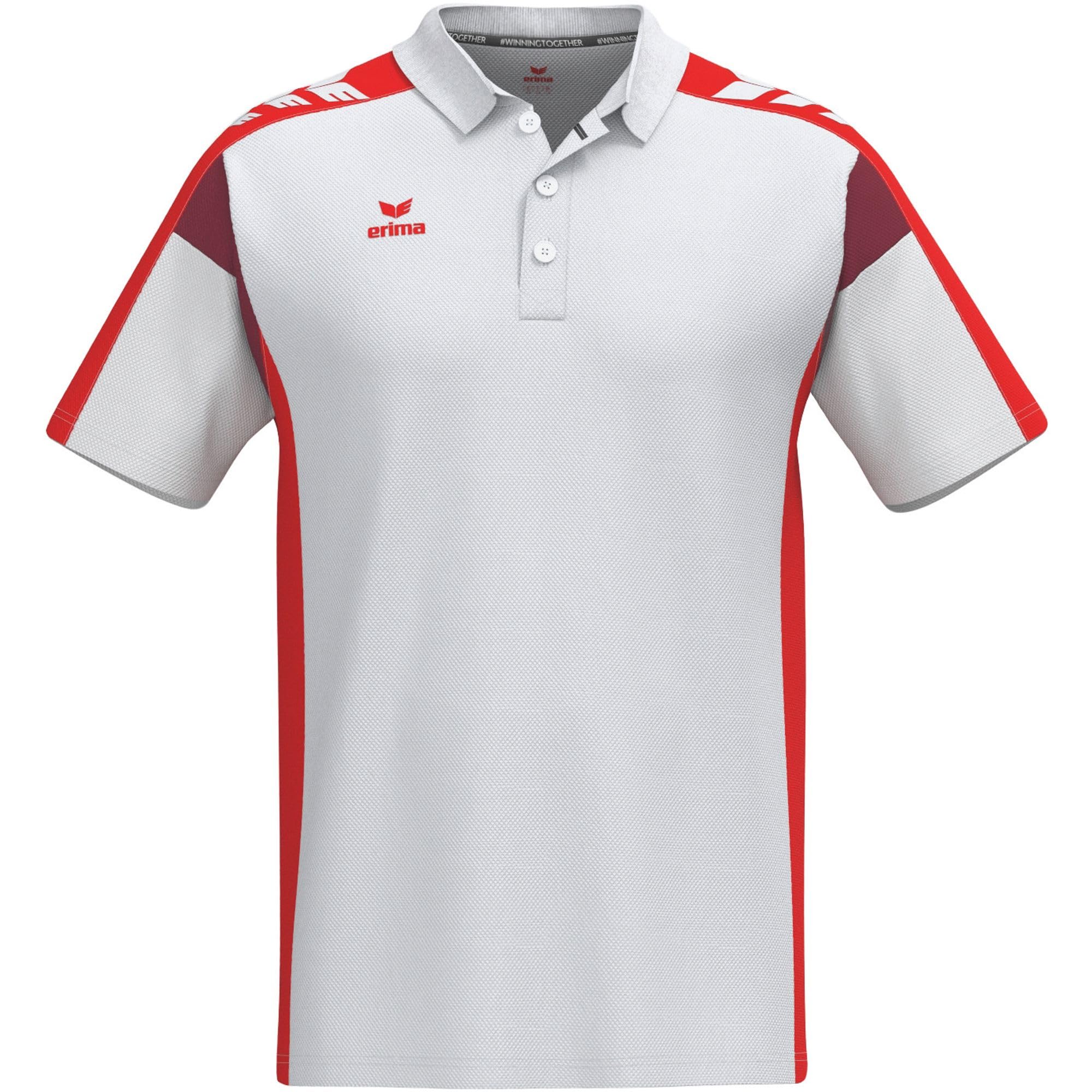Erima Unisex Celebrate 125 Performance Polo Shirt (1112508), White/red, XXL