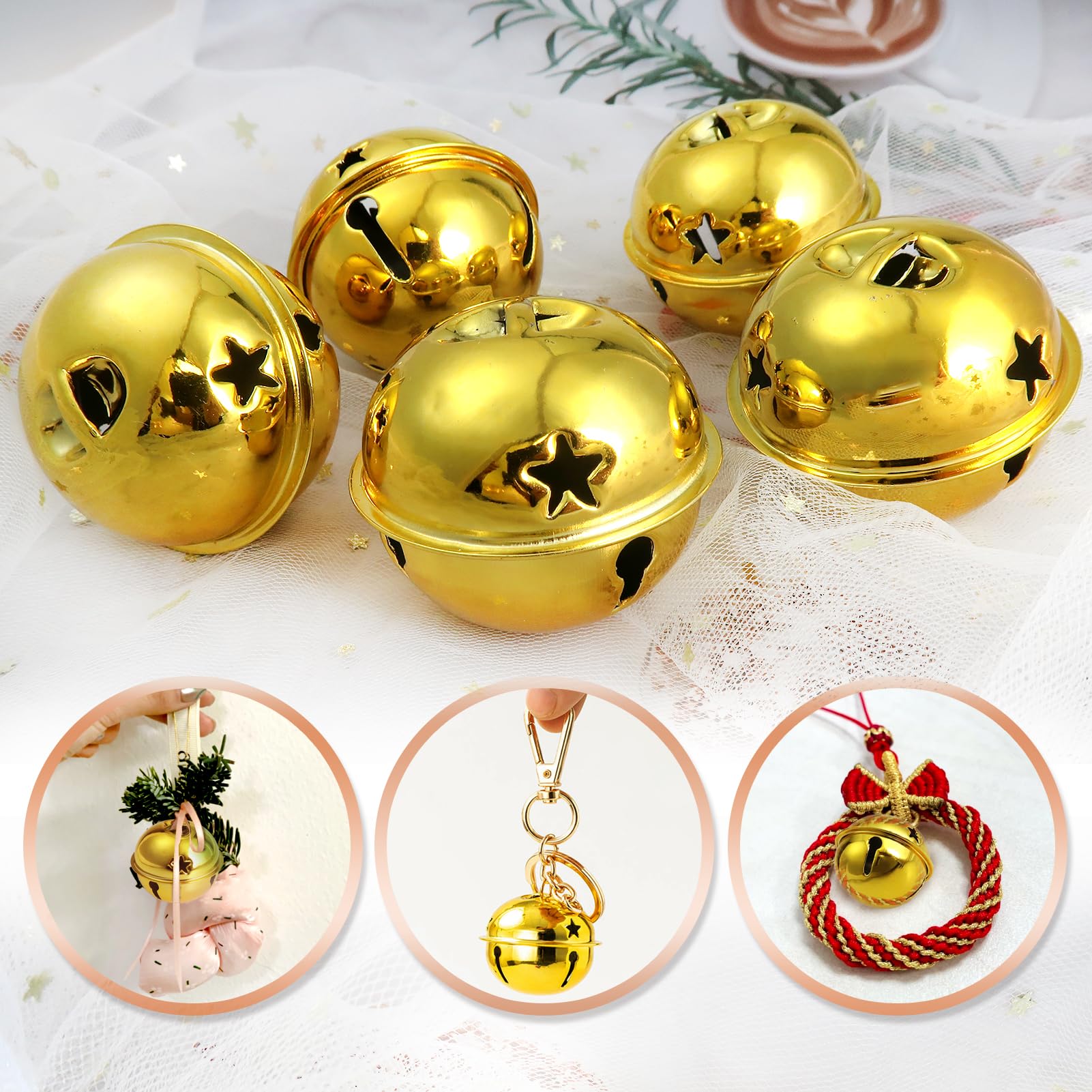 Lot De 10 Clochettes De Noël 5cm Argent - Grands Grelots Métal Pour Décoration Noël, Mariage Et Fêtes