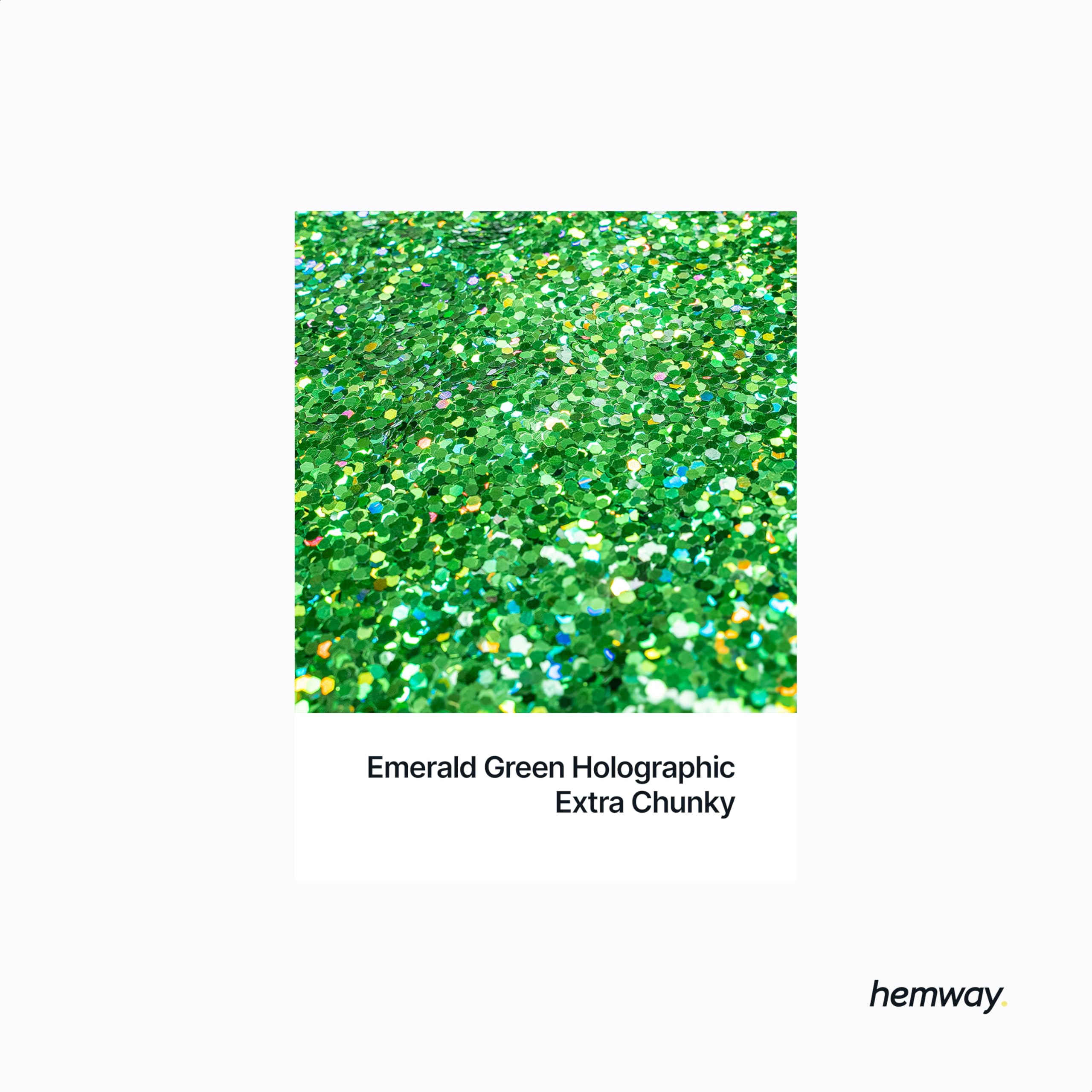 Holographic Emerald Green Glitter Shaker, 130g Extra Chunky Glitter, Crafts 1/24" Metallic Flake Emerald Green Sequins - Image 2