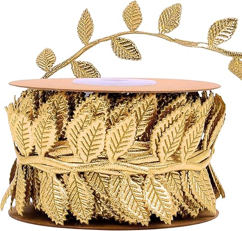 Guirnalda de hojas de oro artificial de 20 yardas para manualidades, guirnalda de fiestas, bodas, enredaderas artificiales