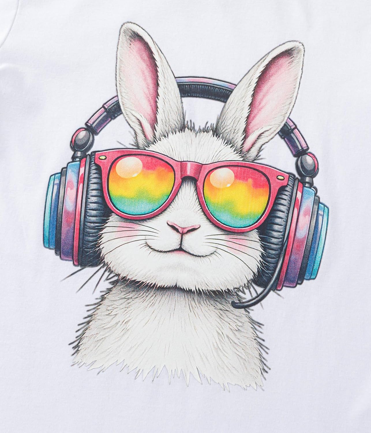 Ainuno Easter Shirts for Boys Girls Summer Short Sleeve Shirts 7-14Y Rabbit Print - Image 3