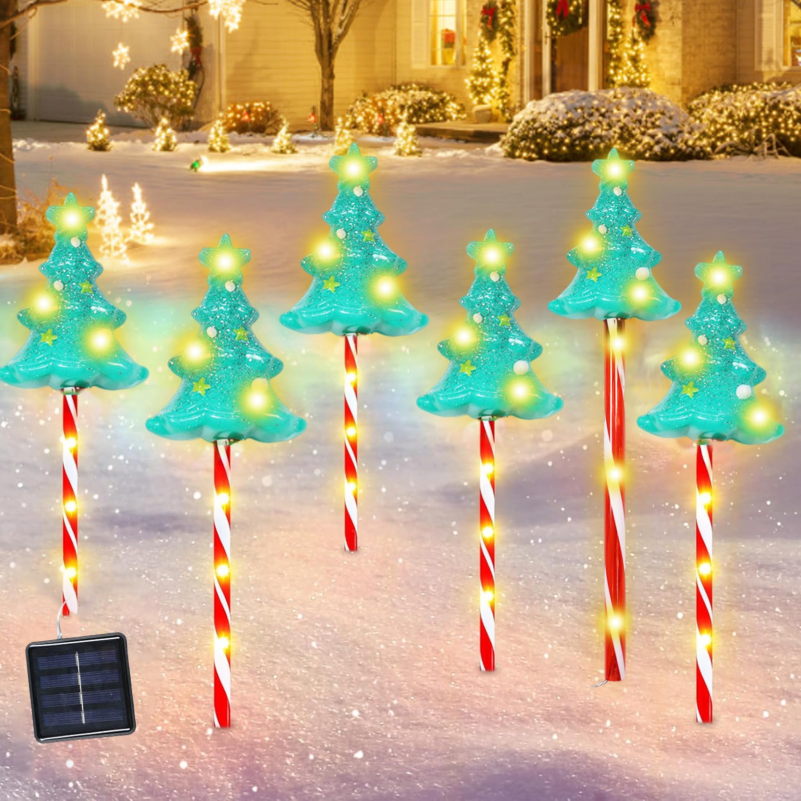 Decorazioni Natalizie Solari Per Esterni - 6 Personaggi Festivi Da Giardino (pupazzi Di Neve, Alberi, Babbo Natale) Per Prato, Terrazza E Vialetti