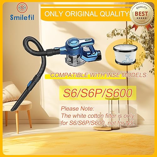 Miniatura 3 de Smilefil - Paquete de 4 filtros de repuesto compatibles con aspiradora inalámbrica INSE S600 S6P S6