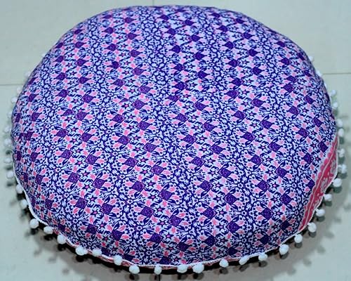 Miniatura 7 de CRAFT KALA Funda de almohada redonda con mandala estilo bohemio, meditación, india, para sala de estar, sala de yoga, decoración del hogar,