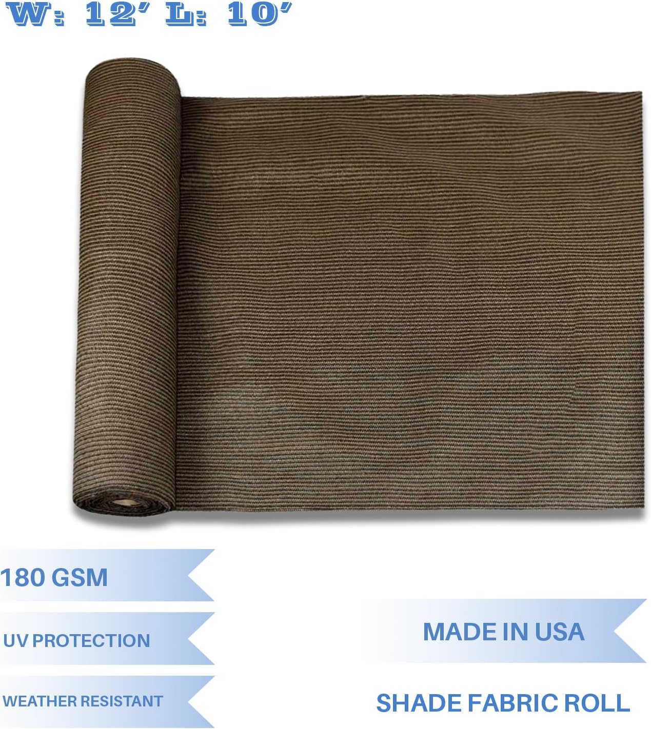 E&K Sunrise 12' x 10' Sun Shade Fabric Roll Outdoor Sun Shade Cloth Pergola Cover for Backyard Garden Patio Deck Greenhouse (Brown)