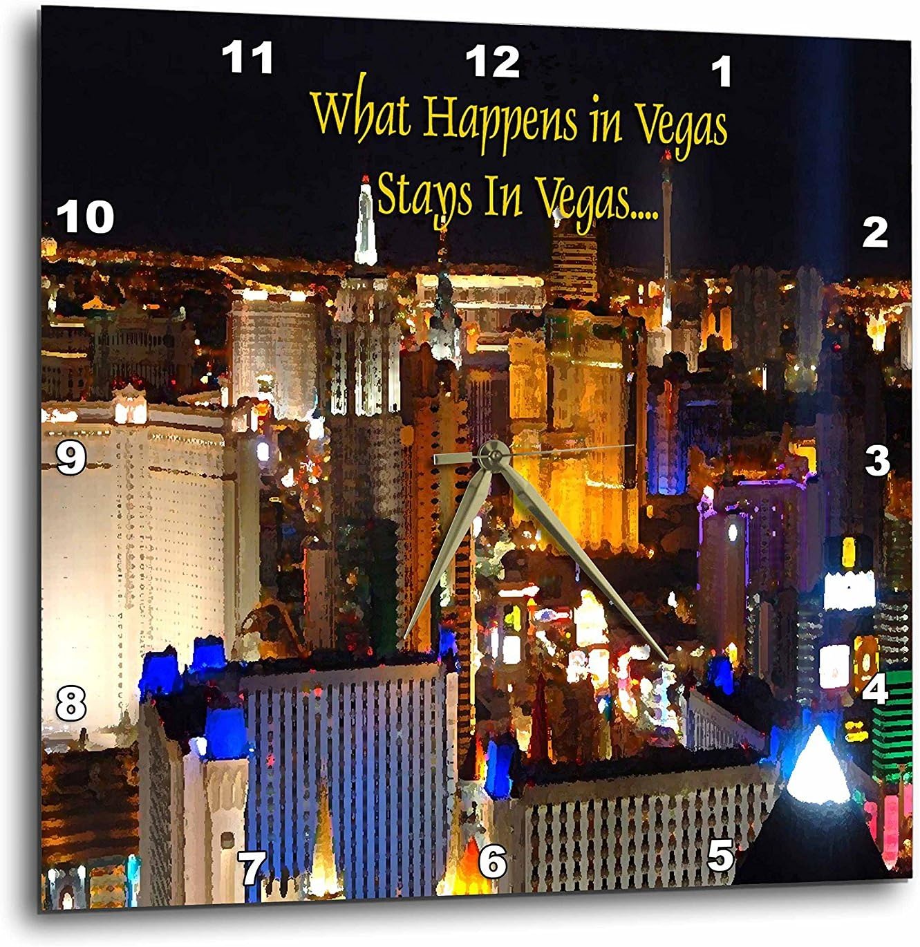 3dRose Wall Clock Silent - 13 inch - What Happens in Vegas Stays in Vegas - Las Vegas