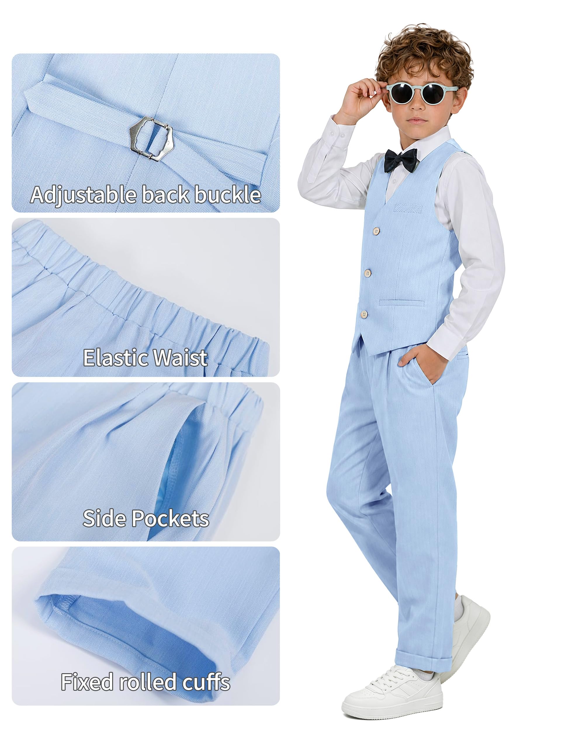 LOLANTA Abito da Cerimonia 4 Pezzi per Bambino, Set di Gilet, Occasione Festa di Matrimonio Compleanno Bambini, 2-13 Anni