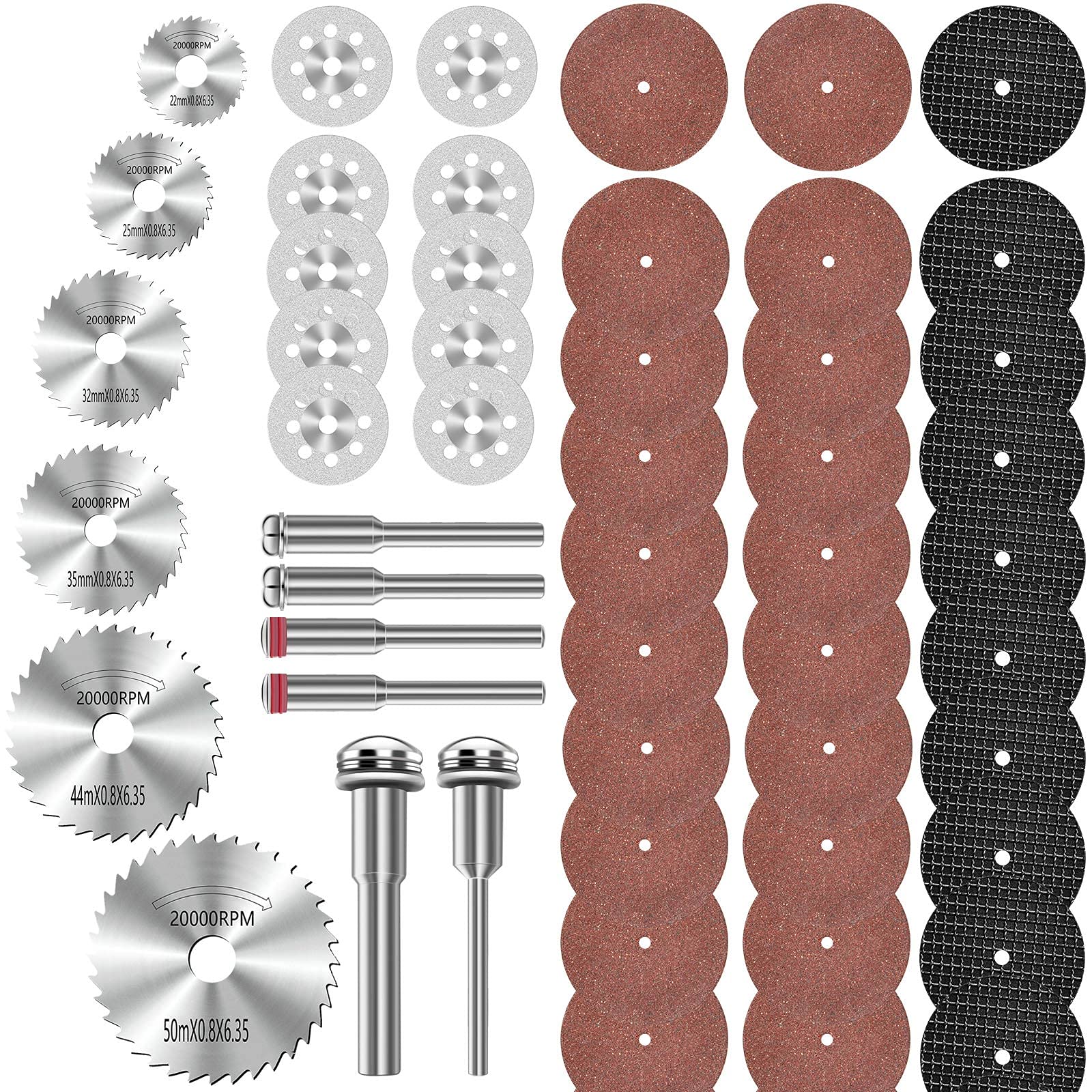 YURINWOORotary Tool Cutting Wheel Set for Dremel, Mini High Speed Steel Circular Saw Blades Diamond Resin Cutting Discs with 1/8" Shank for Wood Glass Plastic Stone Metal