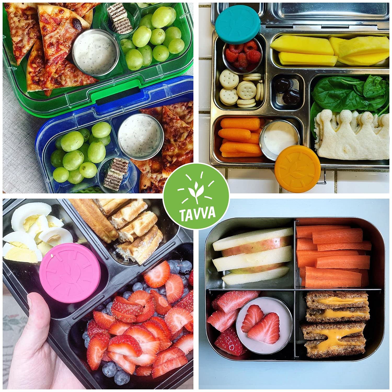 TAVVA Salad Dressing Container To Go 3 X 1.7 oz Stainless Steel Small Containers with Lids