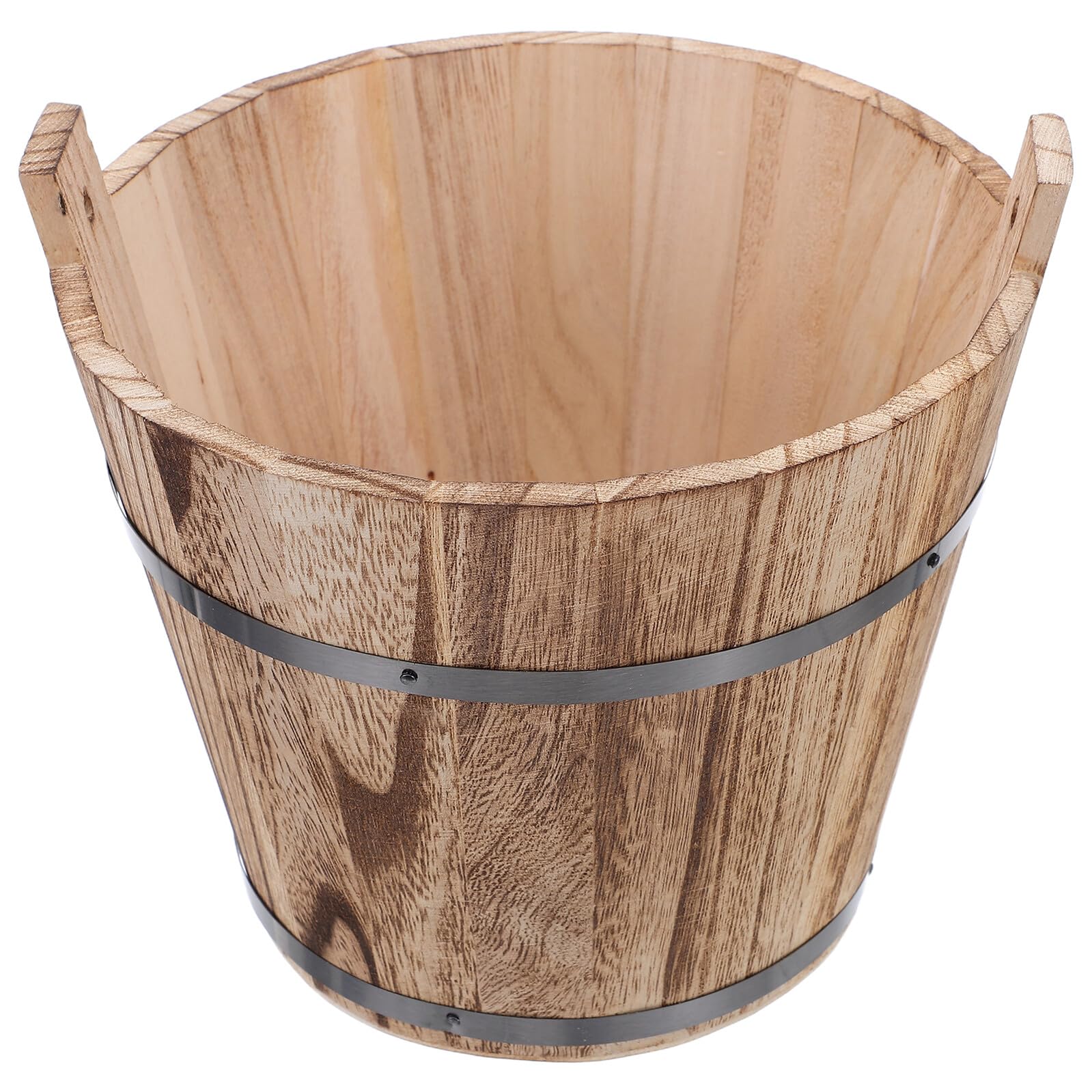 Pot de fleurs succulentes en bois rustique kaki, jardinière seau extérieur