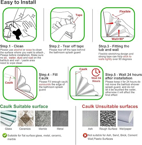 Miniatura 7 de Gosmol Protector de salpicaduras de ducha transparente XXL, protector de agua de ducha de silicona extragrande, protector contra salpicaduras de