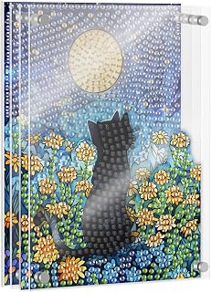 SKRYUIE DIY Acrylayers Diamond Art Kits for Adults, Cat Multi-Layer Acrylic Diamond Painting Kits, 4-Layered Magnetic Stand-Up Tabletop Decor, Unique Multi-Dimensional Craft Gift 4x6 Inch A19