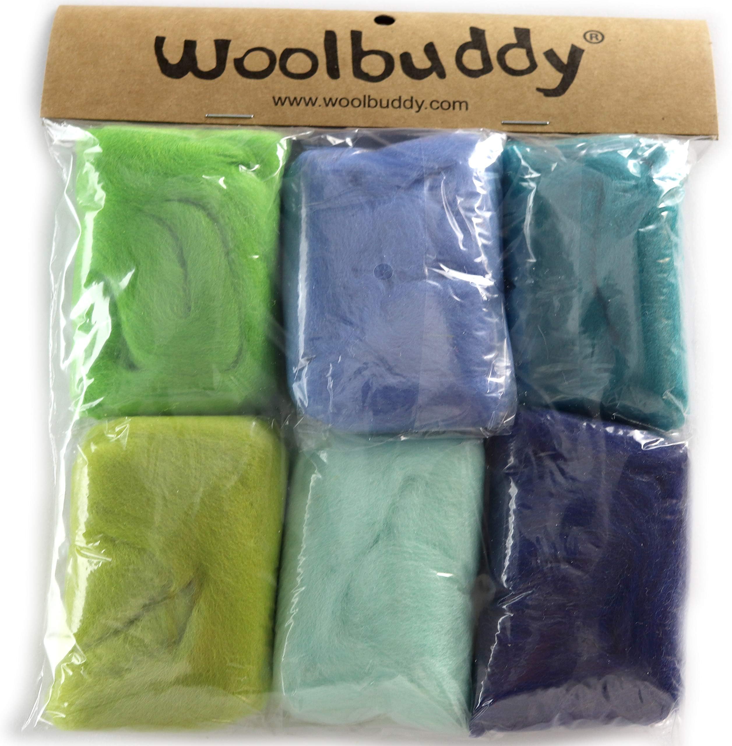 Woolbuddy Needle Felting Wool, Natural Handmade Wool Roving, 6 Vibrant Colors with Instructions (Wool Bag Spring)