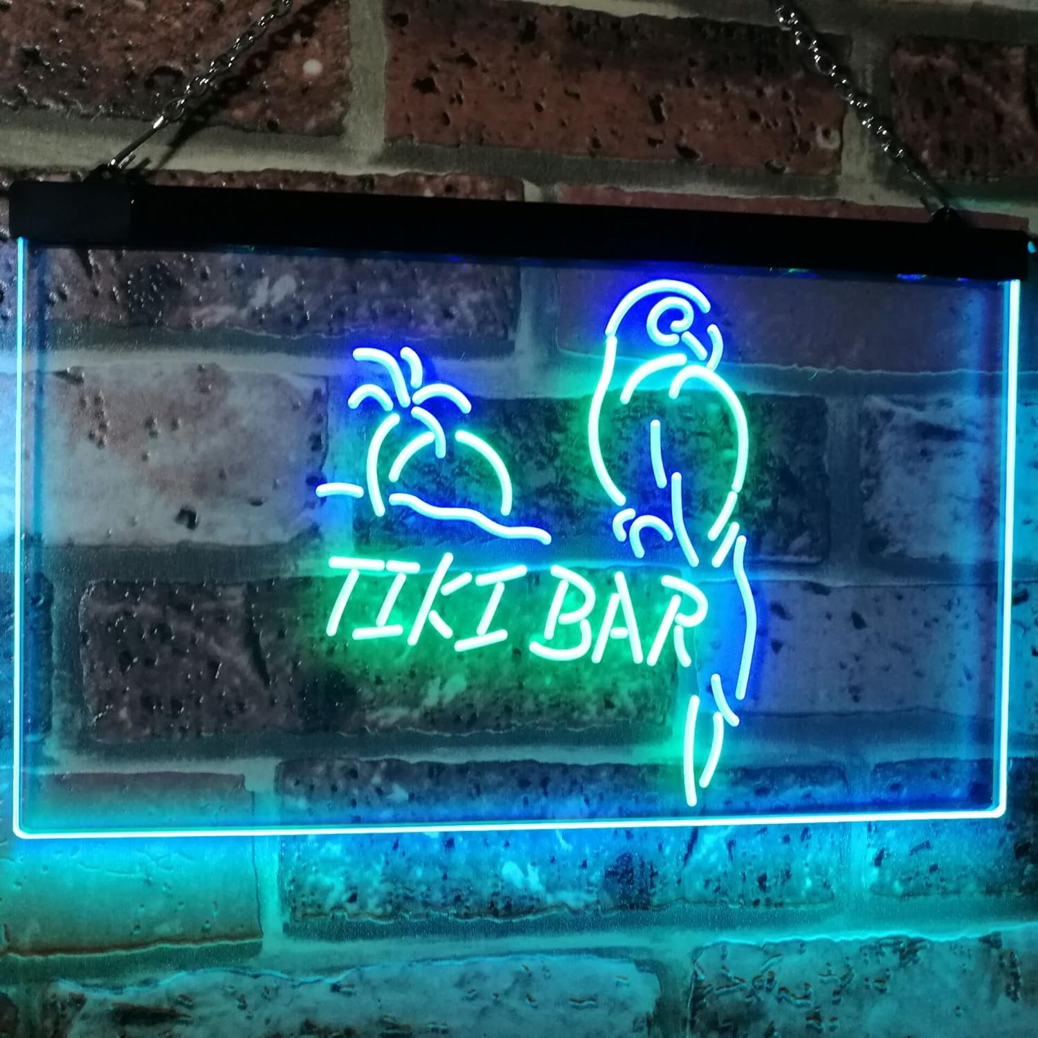 ADVPRO Parrot Tiki Bar Beer Man Cave Club Dual Color LED Neon Sign Green & Blue 12" x 8.5" st6s32-i2331-gb