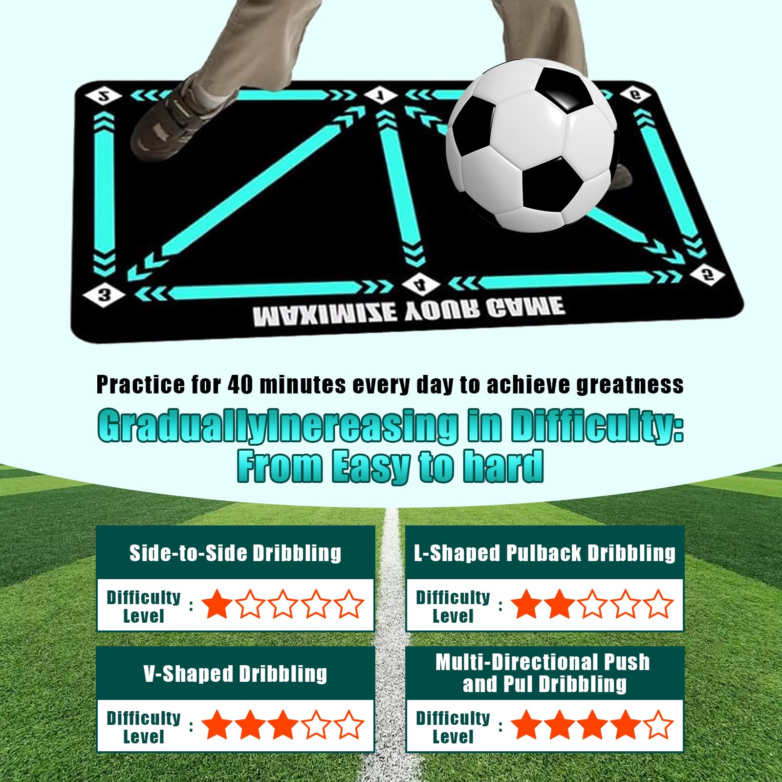 Alfombrilla de Entrenamiento de Fútbol Antideslizante 60x90 cm