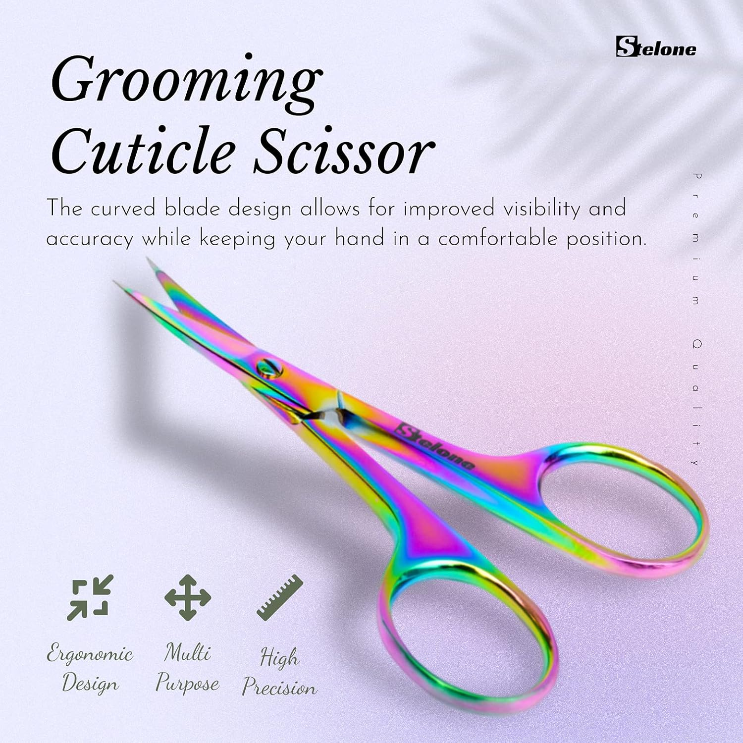 Stelone Professional Grooming Scissors - Eyebrow Scissors - Small Curved Stainless Steel Manicure & Beauty Scissor for Women (Multi) : Beauty & Personal Care