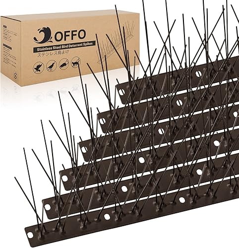 Miniatura 9 de OFFO Púas de pájaro negro premontadas para palomas y pájaros, cubre 10 pies de largo con acero inoxidable para valla de techo, buzón de ventana