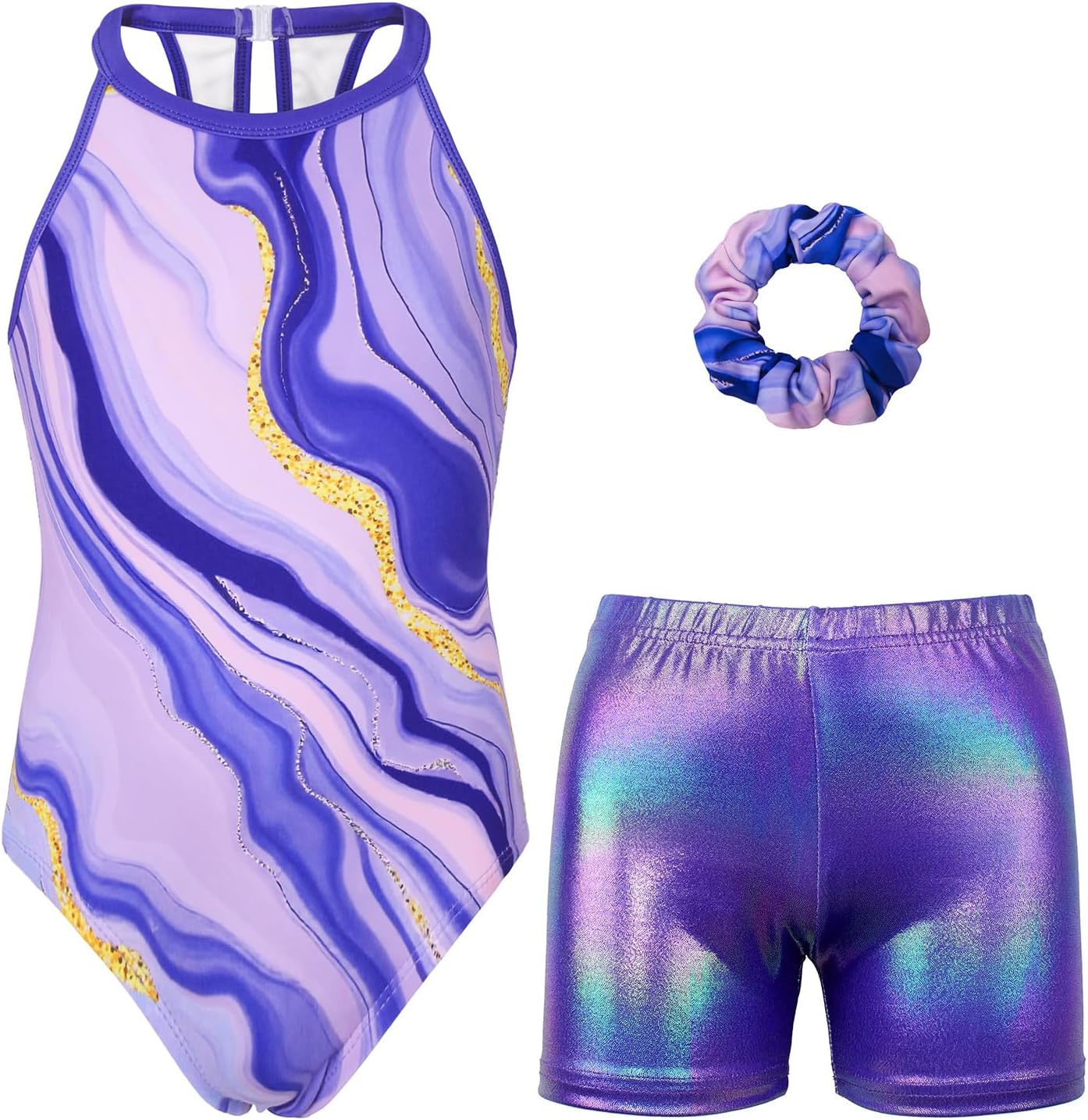 MODAFANS Gymnastics Leotards for Girls With Shorts Tumbling Dance Clasp Back Activewear
