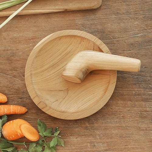 Miniatura 2 de NOVICA Mortero de madera de teca y mortero hecho a mano de Bali Brown Indonesia Vajilla Accesorios de cocina Utensilios de cocina Materiales