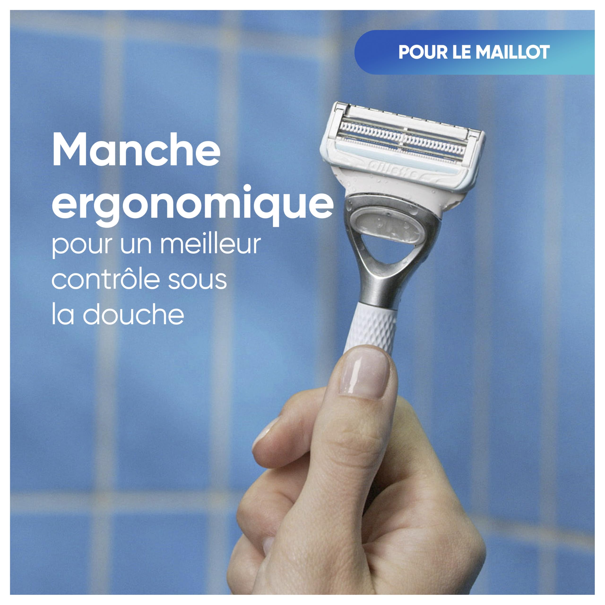Gillette Venus rasoio per pelle e peli pubici, 1 manico +1 lama di rasoio