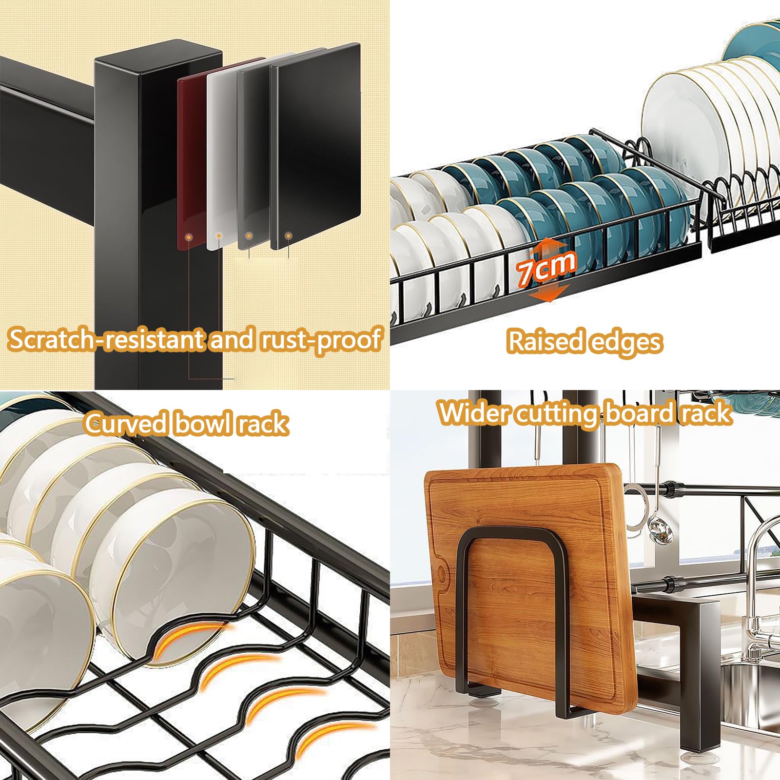 Generisch Escurreplatos para fregadero – Escurridor ajustable de metal de 2 niveles con ventosas, ahorra espacio para la organización de la cocina